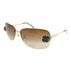 CHANEL シャネル カメリア・リムレス グラデーションレンズ スクエア サングラス・メガネ/4135 c125/13/ブラウン系/アイウェア【♀】【B】【レディース】★■584254【中古】