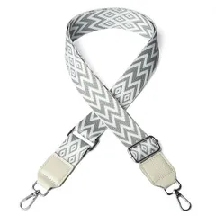 C-白 [Ganve] バッグストラップ レディース ショルダーバッグ ストラップ コットン 本革 ナスカン 人気 太め ショルダーストラップ 単品 幅4cm 長さ140cm 斜めがけ 肩掛け ショルダー ベルト 付け替え バッグストラップ 幅広のショルダー紐