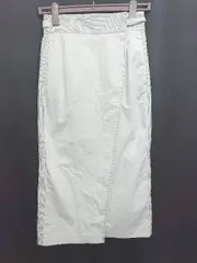 ◇ Θ apart by lowrys 配色ステッチ ロング ラップ巻き スカート サイズF アイボリー レディース P  【1410160009703】