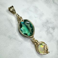 フローライト、オパール　ペンダントトップ