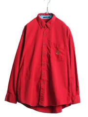 【お得なクーポン配布中!】 90s チャップス ラルフローレン 長袖 ボタンダウン シャツ メンズ L / 古着 90年代 オールド コットン ポロ ワンポイント ポケット付き 赤
