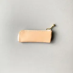 イタリアンレザー　スリムなミニコインケース　マヤベリー　ベージュ　(出品番号56)