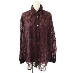 FENDI シアー シースルー ヴィンテージ ズッカ柄 長袖シャツ ボルドーXL FENDI シアー シースルー ヴィンテージ ズッカ柄 長袖シャツ