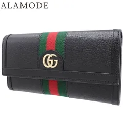 GUCCI(グッチ) オフィディア GG コンチネンタルウォレット 長財布 ロングウォレット 二つ折り 2つ折り シェリーライン レザー ブラック黒 グリーン緑 レッド赤 ゴールド金具 523153 ユニセックス 40802124891【中古】【アラモード】