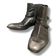 HUGO BOSS ヒューゴボス ダブルベルテッド サイドジップ レザーブーツ 紳士 ドレスシューズ 革靴 ショートブーツ メンズ ブラック系 サイズ7 秋 久喜倉庫店 K646Yのサムネイル