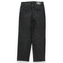 【中古品】国内正規 Calvin Klein Jeans カルバンクライン ジーンズ 90s Straight Lower impact wash ストレート デニム パンツ ルーズ レディース ボトム ワイド ウォッシュ USED 加工 W27 ブラック 黒