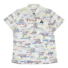 サイズ：LL LE COQ GOLF ルコックゴルフ  半袖ポロシャツ ロゴ刺繍 総柄 ホワイト系 [240101339899]# ゴルフウェア レディース ストスト