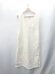 ■ ⊇ EMI+ Ｖネック スリット加工 ロング丈 ワンピース サイズＭ オフホワイト レディース E  【1409240002437】