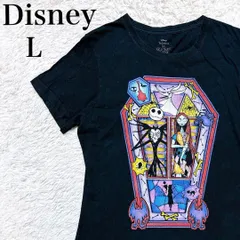 ナイトメアビフォアクリスマス 半袖Tシャツ ステンドグラス L ディズニー 黒 used in Japan