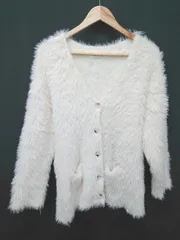 ◇ ⊇ re_dot. シャギーニット オーバーサイズ カーディガン キャミ ライトベージュ系 レディース E  【1507160014964】