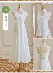 新品 未使用 ホワイト ウェディングドレス 単肩 リボンデザイン 抹胸 ロングドレス 高級感 姉妹ドレス 伴娘服 小白ワンピース 春秋 婚礼用