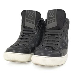 LOUIS VUITTON ハイカット スニーカー チャーリーライン モノグラム キャンバス レザー ブラック 表記サイズ7 1/2 1AARCE