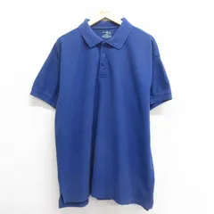 XL/古着 半袖 ポロ シャツ メンズ 無地 大きいサイズ 青 ブルー 25may26 中古 トップス