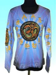 ヒンドゥー教サンスクリット語Tシャツ オーム レディースM 長袖 アジアン エスニック FU-F-TS59