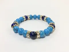 パワーストーン ブレスレット ターコイズ&ブルータイガーアイ  (ゴールド)8mm #1 レディース  ●