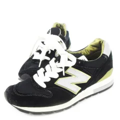 ニューバランス NEW BALANCE ML996EK スニーカー レースアップ ロゴ スエード 24.5cm 黒 ブラック ゴールドカラー /CK21 ■GY19