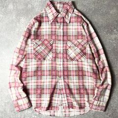70s Montgomery Ward チェック 長袖 プリント フランネル シャツ L / 70年代 ビンテージ モンゴメリーワード ネルシャツ
