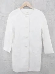 ◇ NOLLEY'S ノーリーズ 長袖 ノーカラー コート サイズ38 ホワイト レディース  【1002800777723】