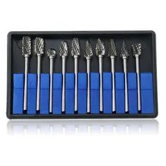 リューター ビット ビット 超硬ドリルビット リューター 3mm 10本セットタングステン製 軸 10種類 刃幅6mm 超硬バー (50mm長) YFFSFDC