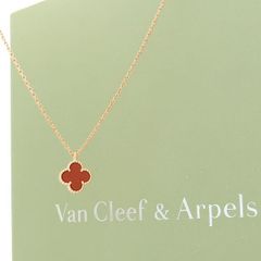 VanCleef&Arpels スウィート アルハンブラ ペンダント ネックレス VCARN59M00 カーネリアン K18PG ローズゴールド 美品 仕上げ済 箱 ヴァンクリーフ&アーペル VCA ◆送料込◆質屋-10764