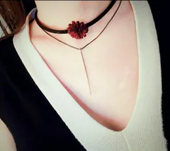 シンプル 花飾り デザイン チョーカー ネックレス アクセサリー