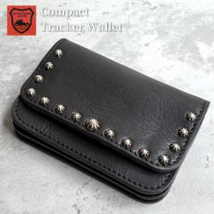 栃木レザー財布 コンパクト財布 ミニ財布 スタッズ財布 二つ折り