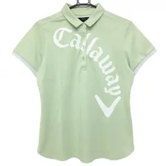 【超美品】キャロウェイ 半袖ポロシャツ ライトグリーン×白 ビッグロゴ  レディース LL ゴルフウェア Callaway