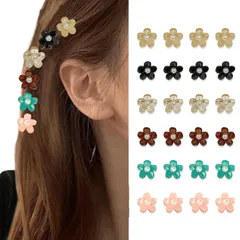 【新着商品】レディース 女の子 ヘアピン 前髪クリップ 髪飾り まんまるお花 ヘアアクセサリー 可愛い バンスクリップ カラフル クリップ 花 花 小さめ 24個セット ミニ ヘアクリップ