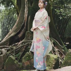 Pink♡様 正絹 振袖 駒刺繍 絞り 草花文 やまと誂製 袋帯 唐織 銀糸 紫