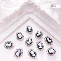 ネイルパーツ パールカメオ ブラック 2p