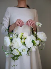 ✿アンティークアイボリーピオニーのブーケ （造花）新品未使用品