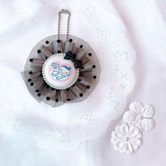 ハンドメイド　両面マタニティマーク　チュールロゼット　ブラックxグレージュ　完成品