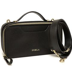 美品★FURLA  フルラ　ショルダーバッグ　リリー　黒　ブラック　斜め掛け FURLA フルラ リリー レザー ミニショルダーバッグ クロスボディ 黒