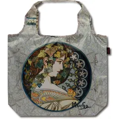 バッグ 名画クーラーエコバッグ（ミュシャ「蔦」） ゆうパケット 軽量 折り畳み 保冷 内ポケット マチ付 大容量 肩掛け 軽い ファスナー付 ゴムバンド ギフト ショルダー かばん プレゼント 買い物 バッグ ショッピングバッグ 贈り物 Lサイズ