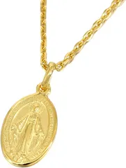 STARS 24K ネックレス ゴールド コーティング マリア コイン シルバー 925 メダイ 金 チェーン チョーカー メンズ( ゴールド)