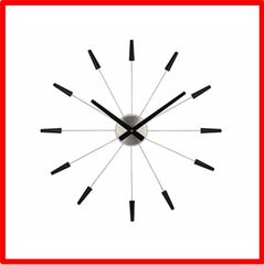 【送料無料 】 NeXtimeウォールクロック"PLUG INN"、非常に静かな、黒、ステンレス鋼製、?58 cm