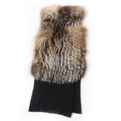 未使用◎正規品 仏製 Chloe クロエ 10HFE03-10H211 レディース フォックスファー×ウール ニットマフラー／ショール 灰×茶 箱・タグ付きのサムネイル