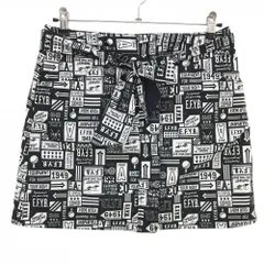 【超美品】アディダス リバーシブルスカート 黒×白 総柄 裏杢グレー 共布ベルト付 レディース L/G ゴルフウェア adidas