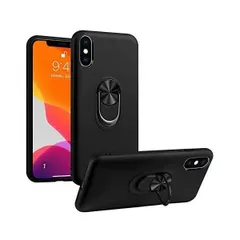 iPhone xs max ケース リング付き 耐衝撃 全面保護 米軍MIL規格取得 指紋防止 車載ホルダー対応 (黒 iPhone xs )