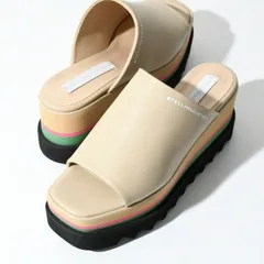 STELLA McCARTNEY ステラ マッカートニー 靴 サンダル スニークエリス プラットフォーム ミュール 810169KP027 レディース ブラック ベージュ シャークソール ロゴ スクエア