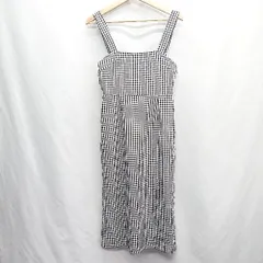 ◇ ⊂ OLIVE des OLIVE ギンガムチェック柄 バックリボン ロング丈 ワンピース サイズF ブラック ホワイト レディース E  【1409240064220】