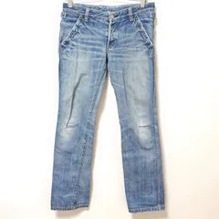 雰囲気抜群◎ 美シルエット◎ 足長効果◎ 【JOHNBULL】 ジョンブル ストレートデニム ジーンズ パンツ ユーズド加工 ダメージ加工 ウォッシュ アメカジ 古着コーデ ローライズ ギャル系 インディゴ レディース M /M35739ji