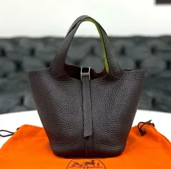 新品未使用　ピコタン好きの方に　バイカラー　キューブバック ピコタン風バッグ プレミア本革 キューブバッグ バイカラー 18cm