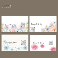 ♦︎♢sh004　ショップカード　サンキューカード　91mmx55mm 　名刺サイズ　セミオーダー　片面100枚　フラワーデザイン　花柄　デザイナー　グラフィック　ＱＲコード無料　オーダーメイド