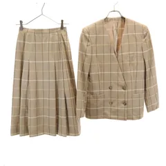 Burberrys バーバリーズ 90s ウール オールド チェック柄 スカートスーツ 上下 セットアップ 9AR/7AR ベージュ系 レディース 古着