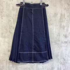 grove  グローブ　サイドプリーツロングデニムスカート　ネイビー　レディース　Mサイズ