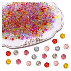 ビーズ 4mm 混合色 MIX 穴無 2000個 水を閉じ込めたような丸玉 アクセサリー 手芸 パーツ BD3149