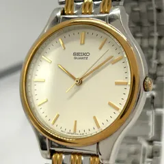 【電池交換済／美品】セイコー 腕時計 V701-1V70 メンズ クオーツ アナログ ホワイト文字盤 シルバー ゴールド コンビ クラシック エレガント ドレスウォッチ ビジネス フォーマル 定番人気モデル クリーニング済み G2