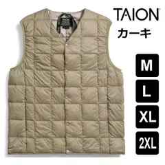 TAION タイオン メンズ カーキ m l xl xxl インナーダウンベスト インナーダウン 001 スノボ スキー 深め 秋冬 防寒 大きいサイズ 秋 冬 無地 コットン カジュアル 旅行