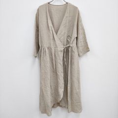 nest Robe カシュクール リネン 羽織 ローブ 01141-1091 ワンピース ベージュ レディース ネストローブ【中古】4-0503M♪